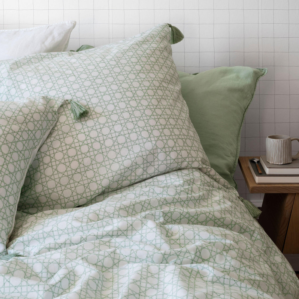 Square Pillowcase in Cotton and Linen Aloevera - Carré Blanc Canada