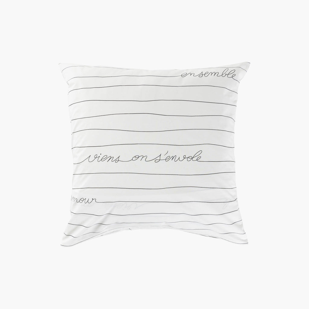 Square Pillowcase in Cotton Percale Mon Amour - Carré Blanc Canada