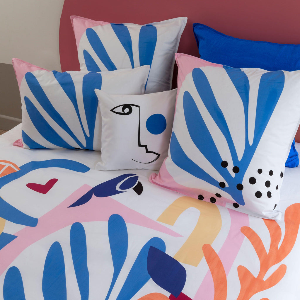 Square Pillowcase in Cotton Percale Artsy - Carré Blanc Canada