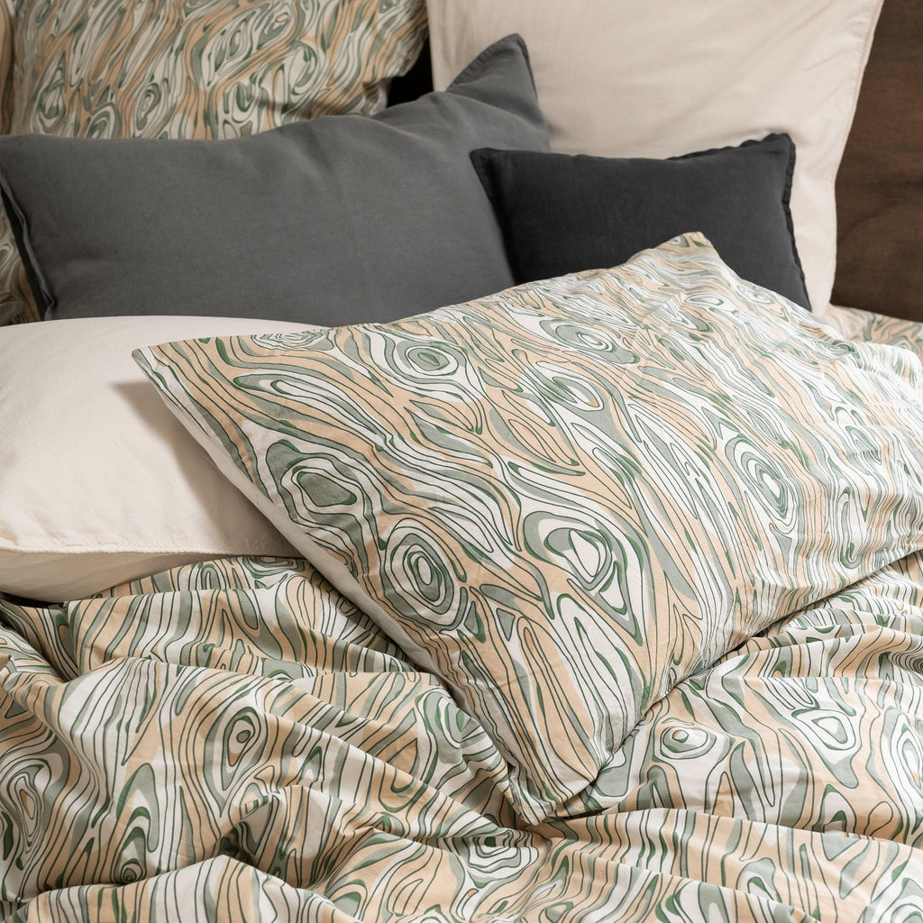 Rectangular Pillowcase in Organic Washed Cotton Percale Mon Arbre - Carré Blanc Canada