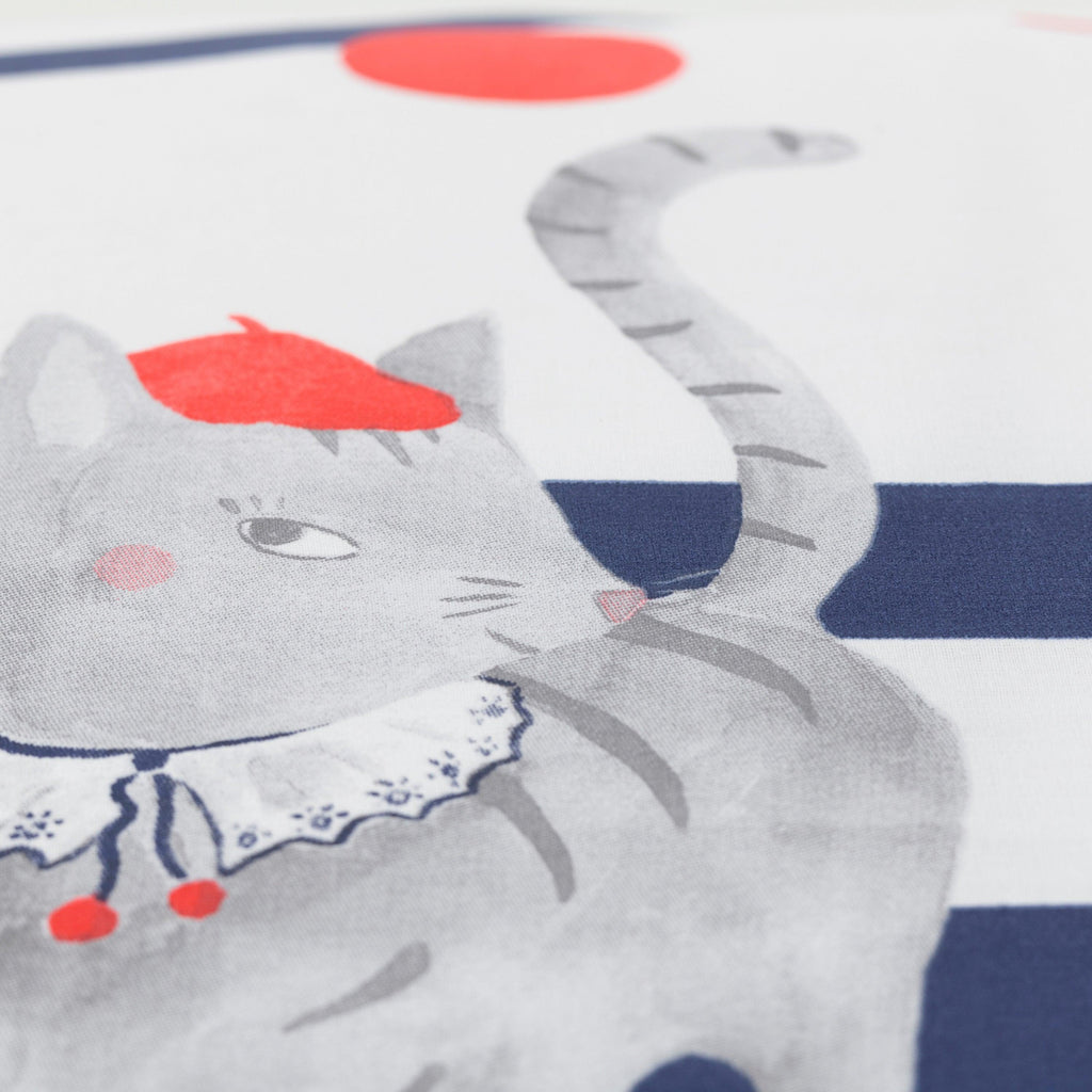 Square Reversible Pillowcase Organic Cotton Ptitchic Cat - Carré Blanc Canada