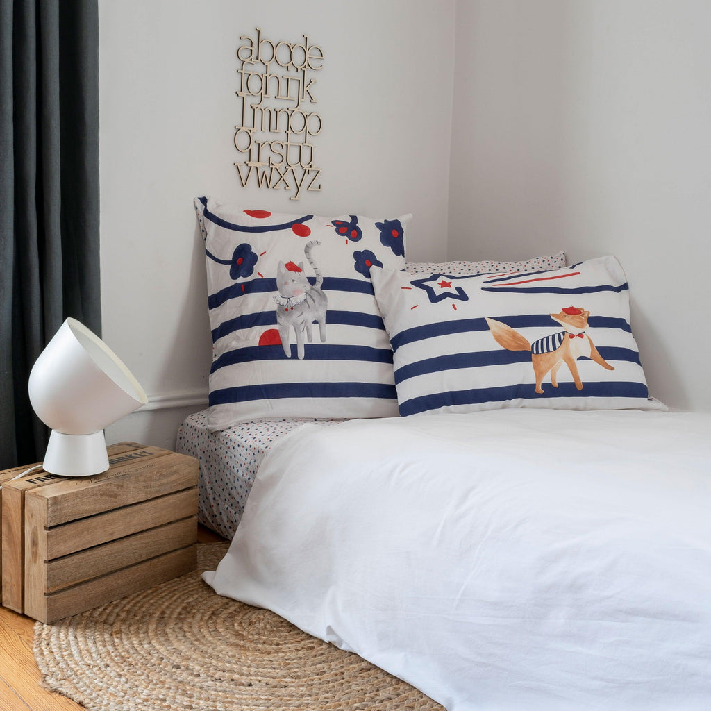 Rectangular Reversible Pillowcase Organic Cotton Ptitchic Renard - Carré Blanc Canada