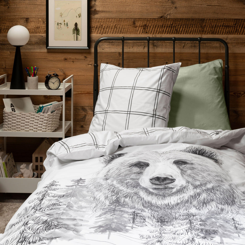 Square Pillowcase in Cotton Percale Grizzli - Carré Blanc Canada