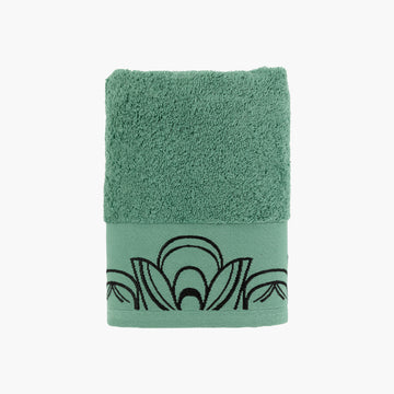 Petite serviette en bouclette de coton Azulejos vert