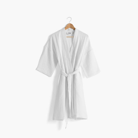 Women's Organic Cotton Bathrobe Naturelle in White - Carré Blanc Canada