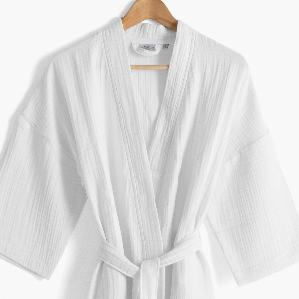 Women's Organic Cotton Bathrobe Naturelle in White - Carré Blanc Canada