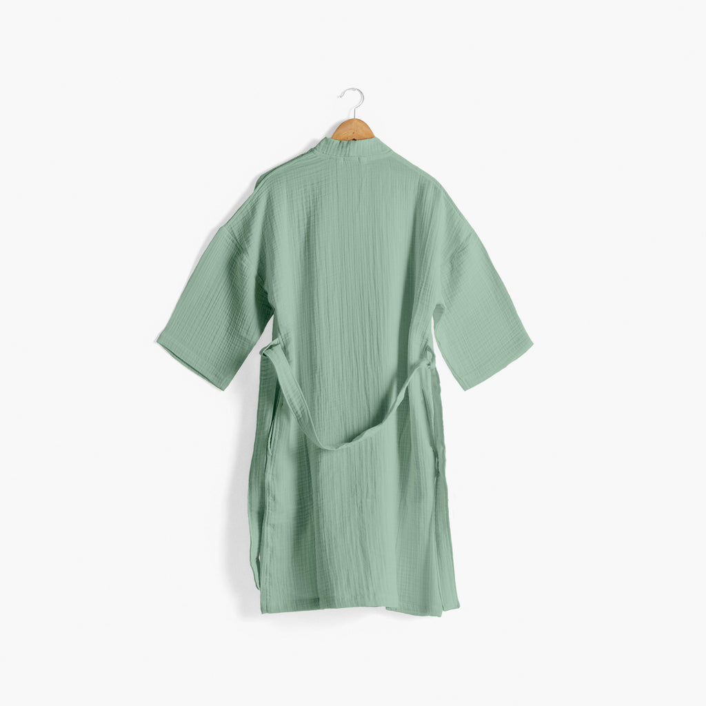 Women's Organic Cotton Bathrobe Naturelle in Eucalyptus - Carré Blanc Canada