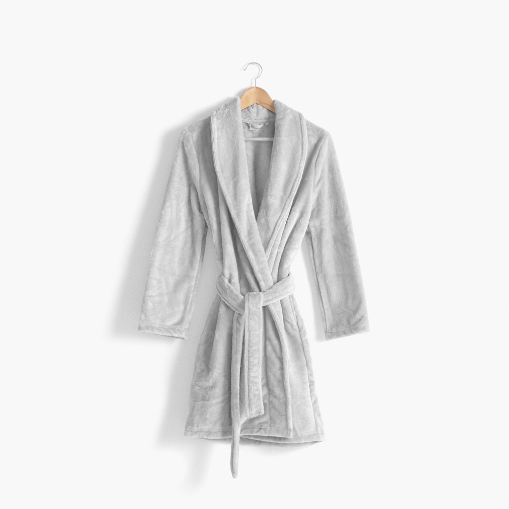 Elena Light Grey Fleece Dressing Gown - Carré Blanc Canada