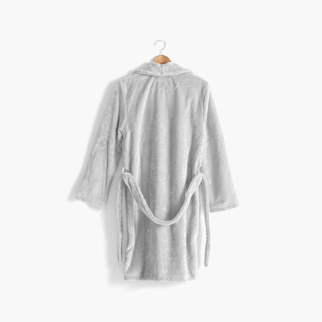 Elena Light Grey Fleece Dressing Gown - Carré Blanc Canada