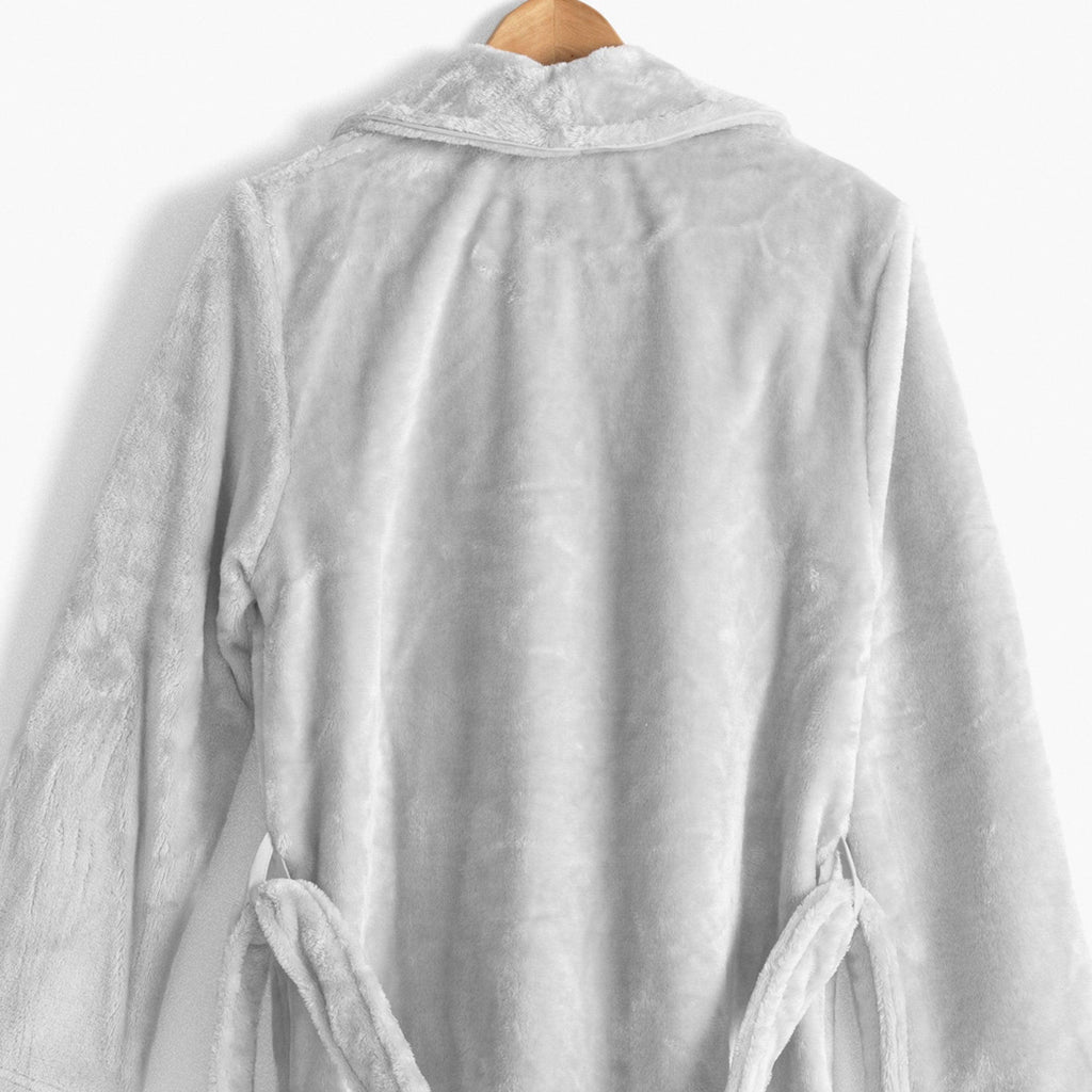 Elena Light Grey Fleece Dressing Gown - Carré Blanc Canada