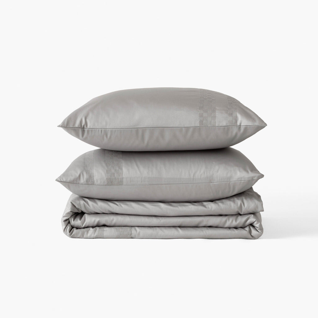 Duvet Cover in Cotton Satin Titanium - Carré Blanc Canada