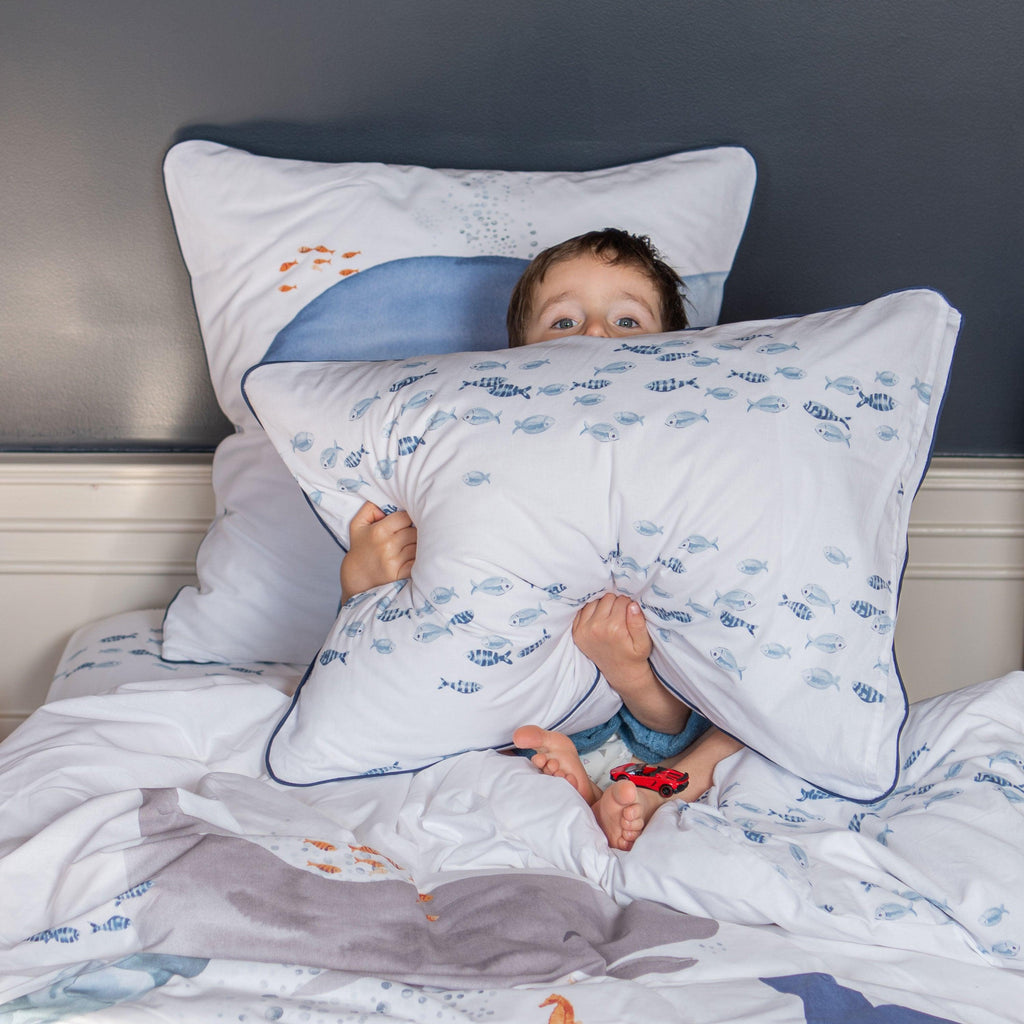 Square Pillowcase in Pure Cotton Oceanos - Carré Blanc Canada