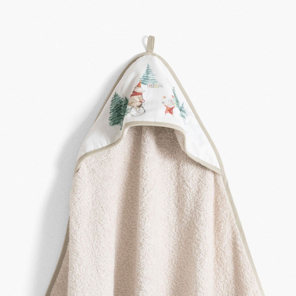 Bath Cape in Cotton Feeries Ivory - Carré Blanc Canada
