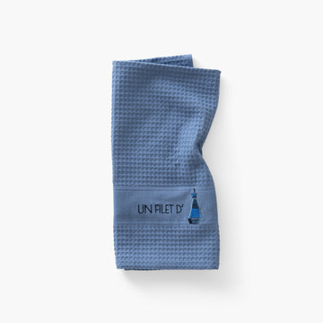 Tea Towel in Honeycomb Cotton Saveurs Indigo - Carré Blanc Canada