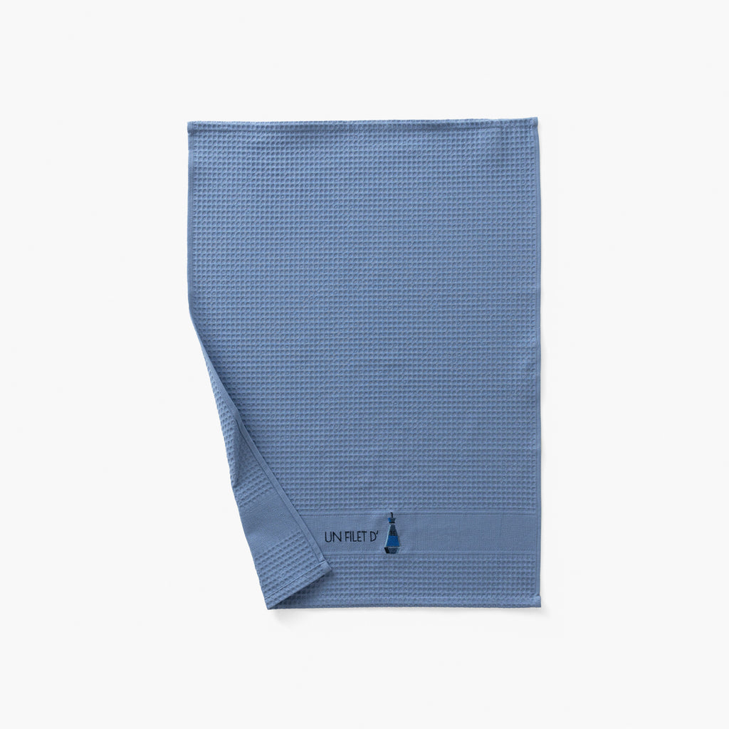 Tea Towel in Honeycomb Cotton Saveurs Indigo - Carré Blanc Canada