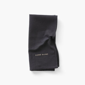 Tea Towel in Honeycomb Cotton Signature Charcoal - Carré Blanc Canada