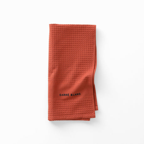 Tea Towel in Honeycomb Cotton Signature Terracotta - Carré Blanc Canada