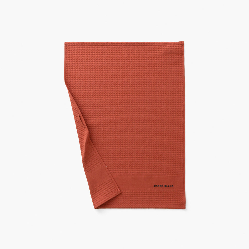 Tea Towel in Honeycomb Cotton Signature Terracotta - Carré Blanc Canada