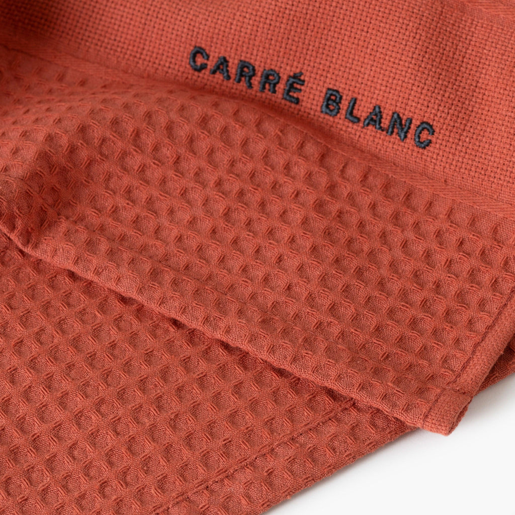 Tea Towel in Honeycomb Cotton Signature Terracotta - Carré Blanc Canada