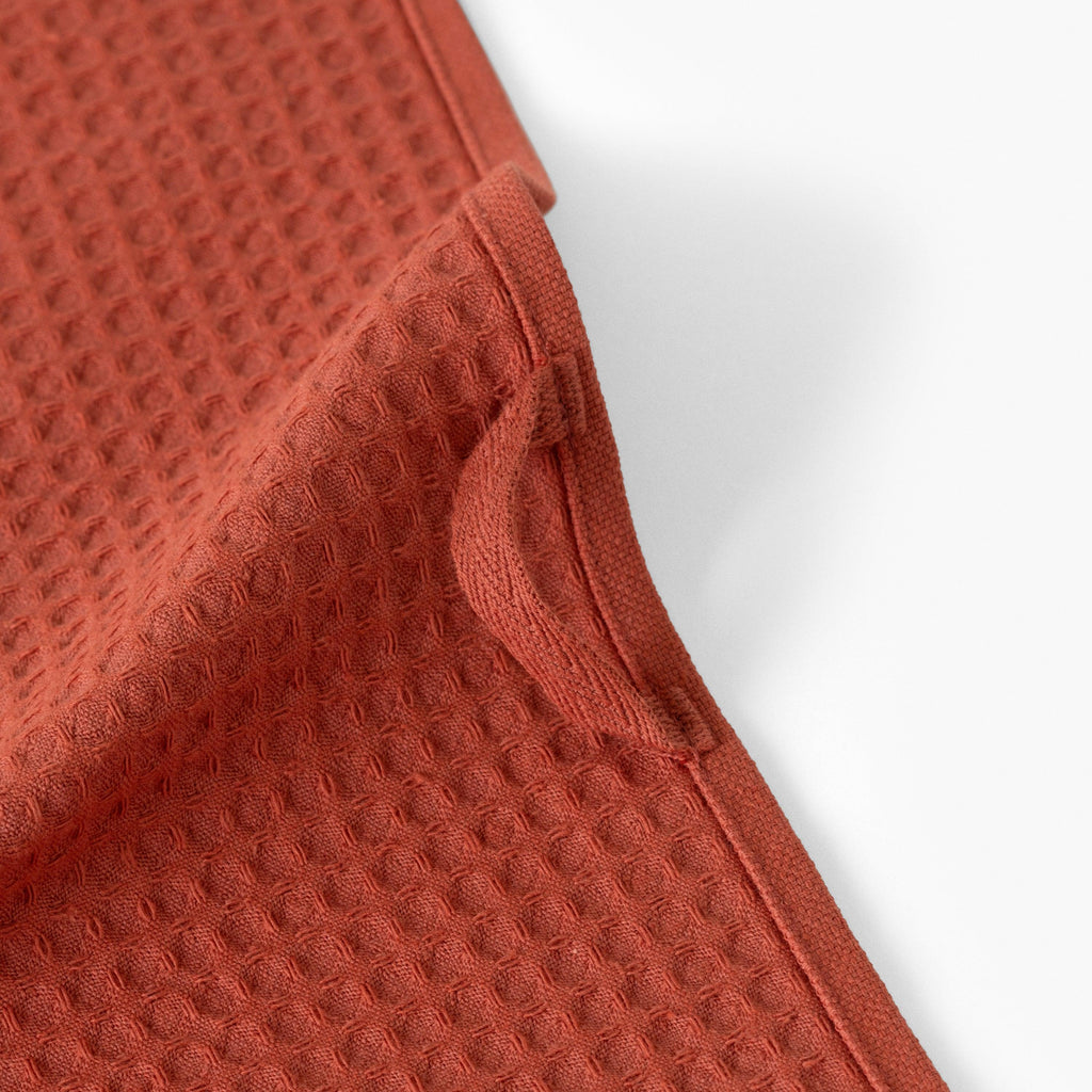 Tea Towel in Honeycomb Cotton Signature Terracotta - Carré Blanc Canada