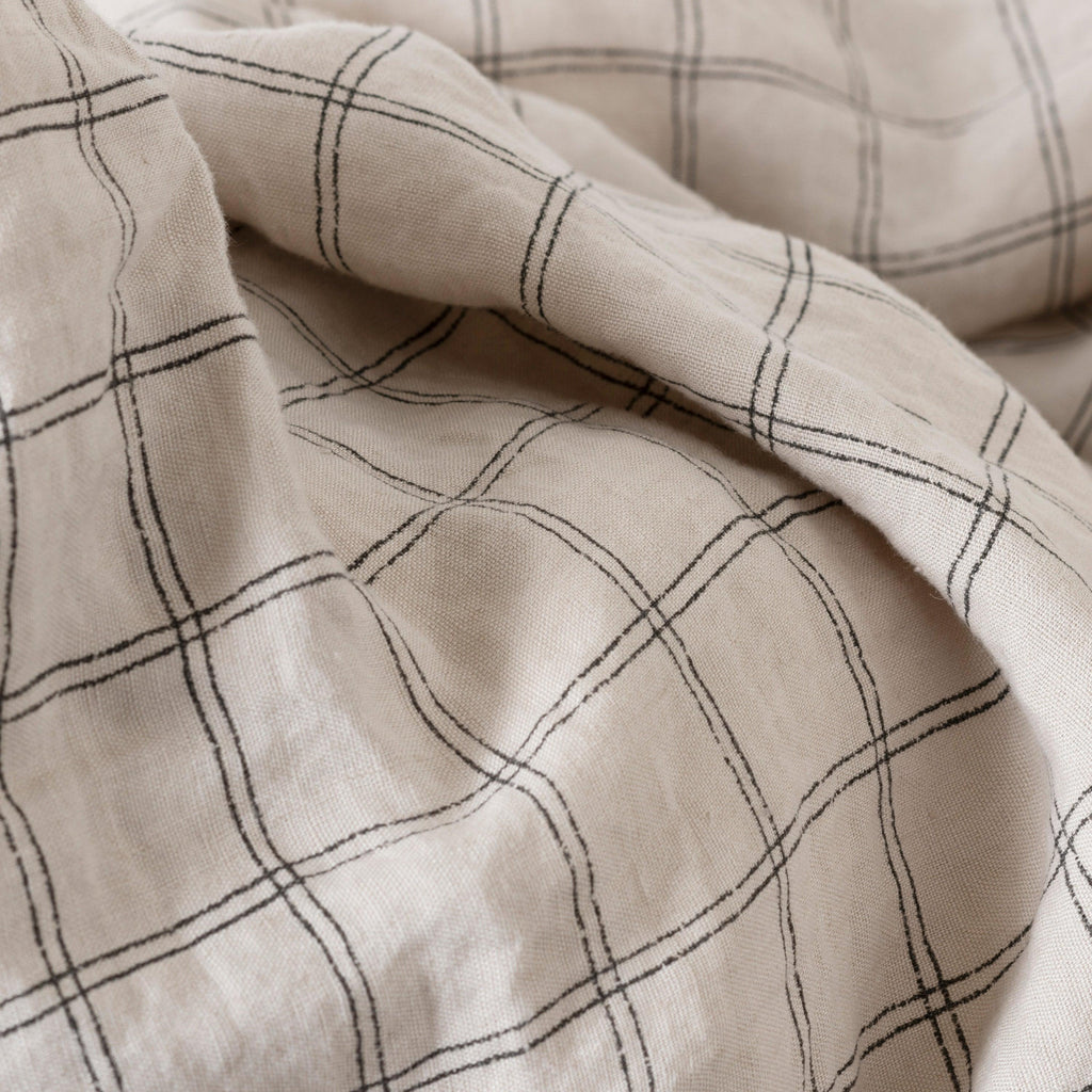 Duvet Cover in Linen and Washed Cotton Songe Charcoal Tiles - Carré Blanc Canada