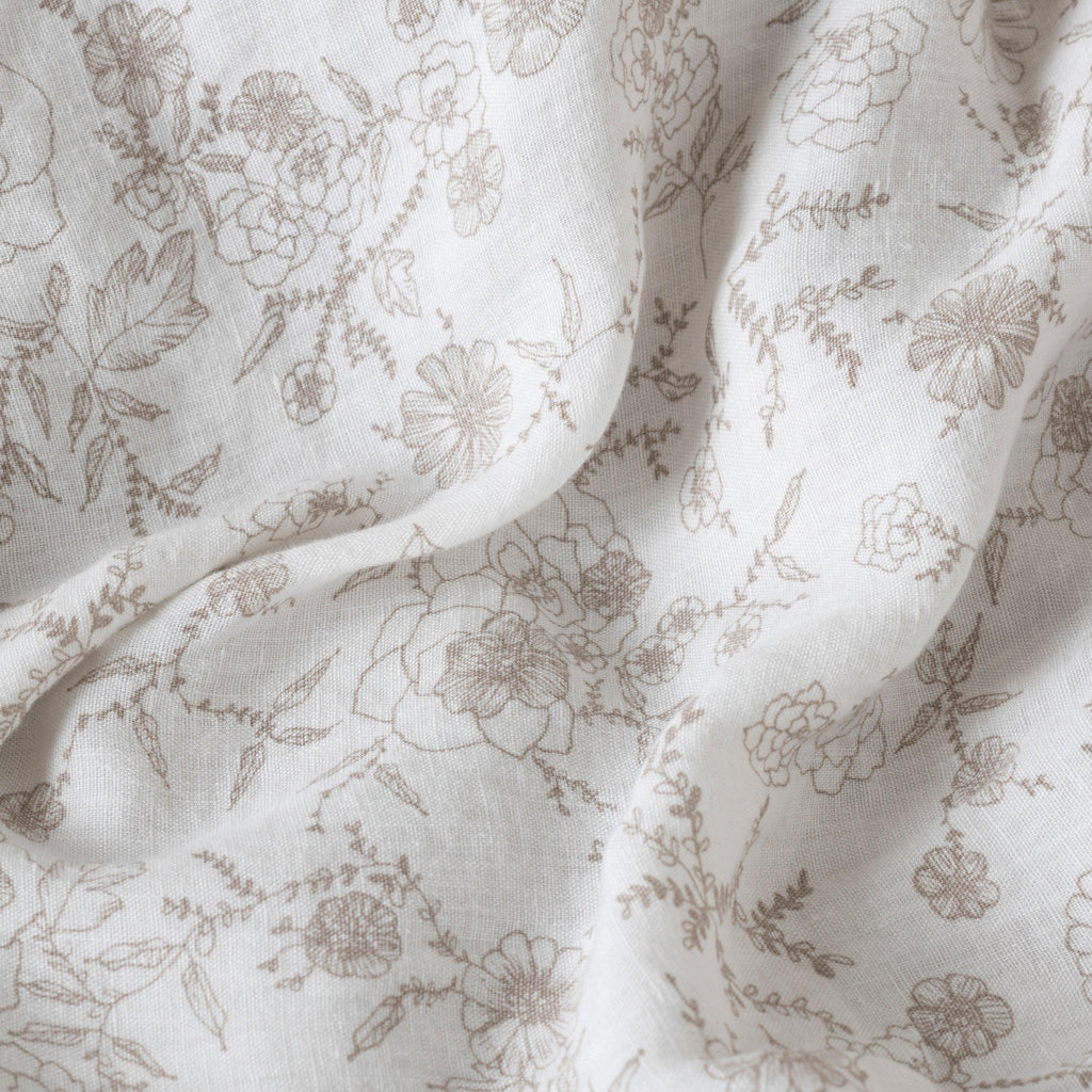 Duvet cover in Linen and Washed Cotton Songe Floral Beige - Carré Blanc Canada