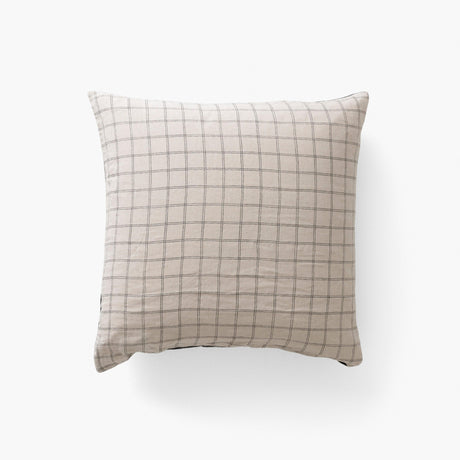 Square Pillowcase in Washed Linen Songe Charcoal Tiles - Carré Blanc Canada