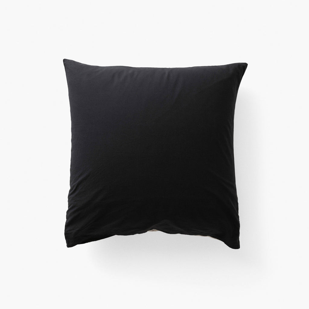 Square Pillowcase in Washed Linen Songe Charcoal Tiles - Carré Blanc Canada