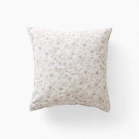 Square Pillowcase in Washed Linen Songe Floral Beige - Carré Blanc Canada
