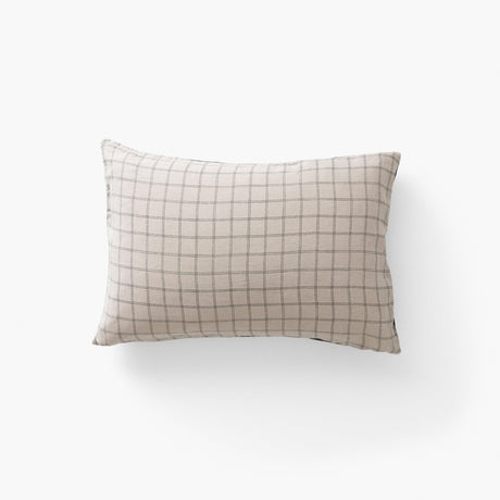 Rectangular Pillowcase in Washed Linen Songe Charcoal Tiles - Carré Blanc Canada