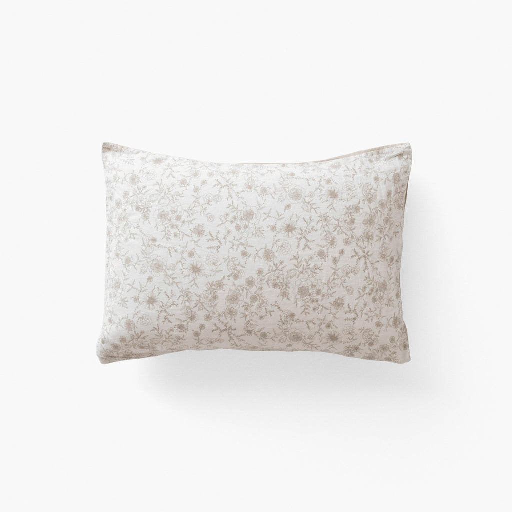 Rectangular Pillowcase in Washed Linen Songe Floral Beige - Carré Blanc Canada