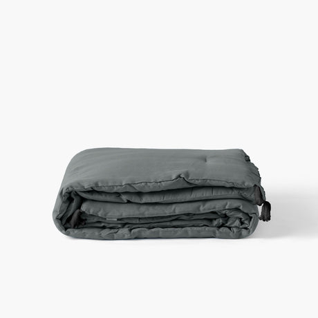 Songe Ash Khaki Quilt in Washed Linen and Cotton - Carré Blanc Canada