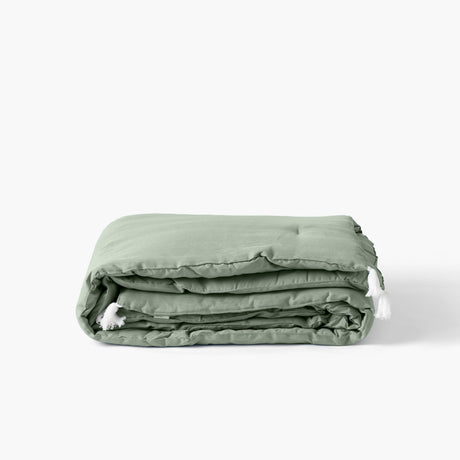 Linen and Washed Cotton Songe Eucalyptus Quilt - Carré Blanc Canada