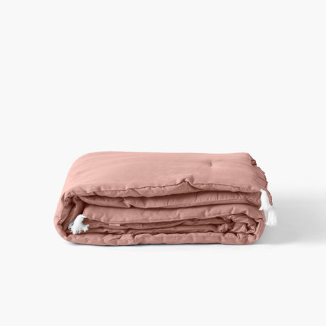 Quilt in Linen and Washed Cotton Songe Ash Pink - Carré Blanc Canada