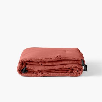 Linen and washed cotton Songe terracotta quilt - Carré Blanc Canada