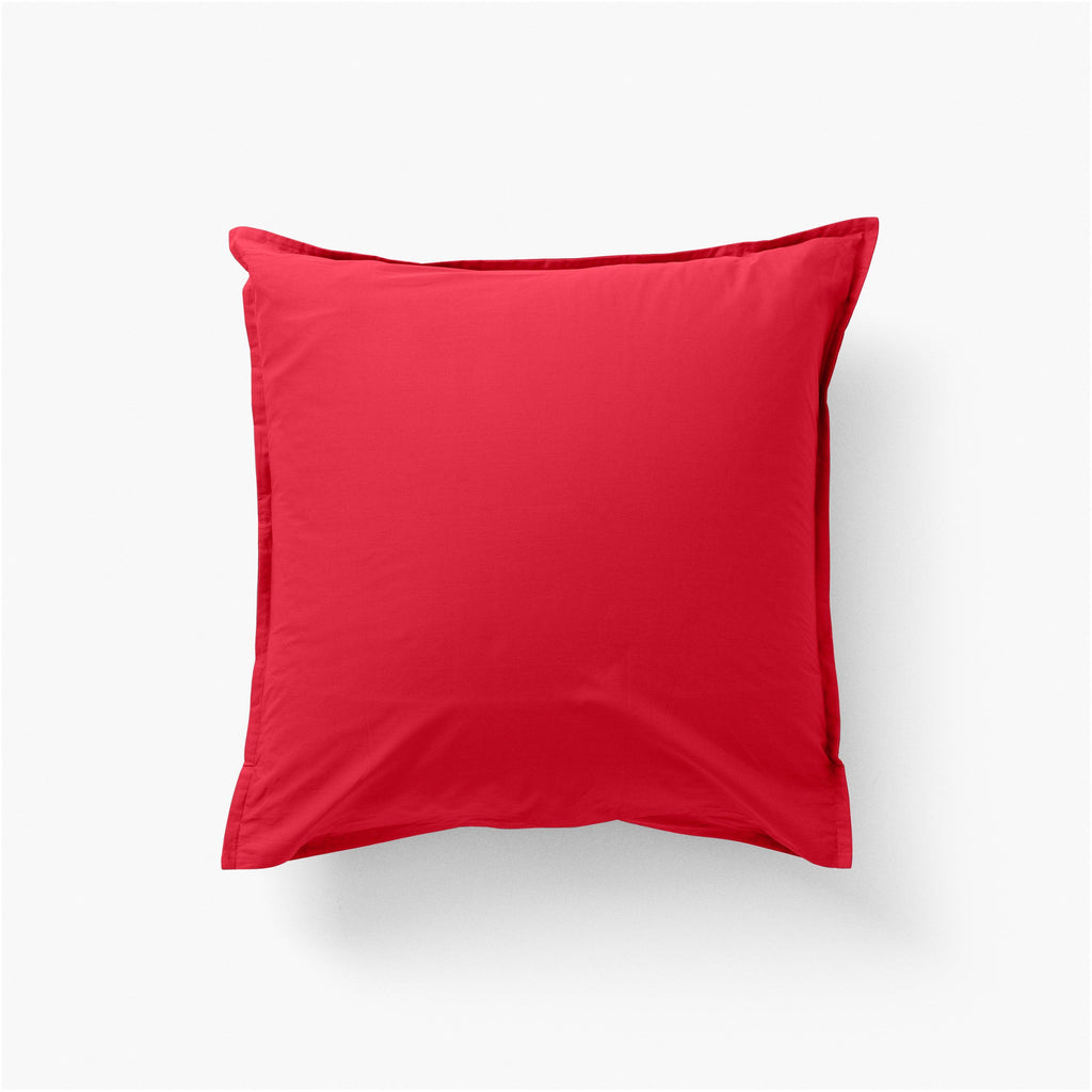Square Pillowcase in Cotton Percale Neo Red - Carré Blanc Canada
