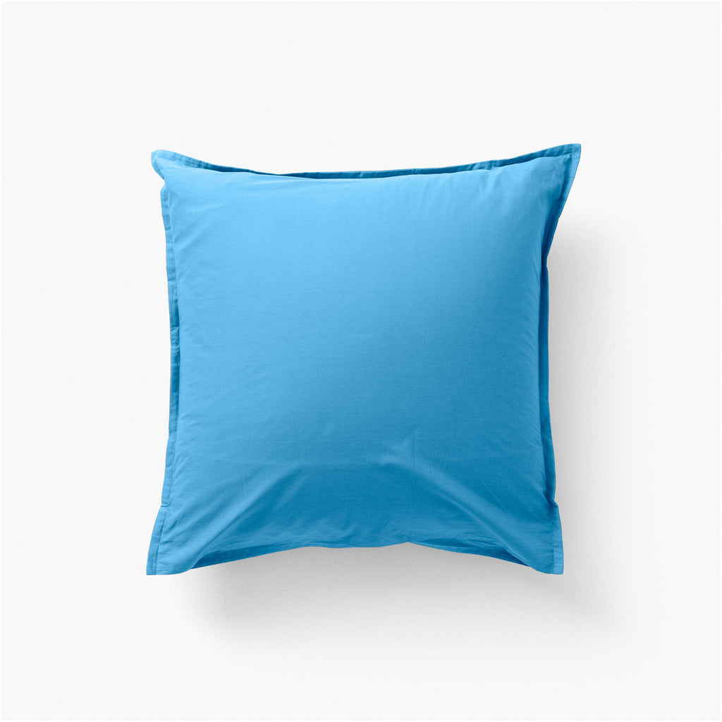 Square Pillowcase in Cotton Percale Neo Azure - Carré Blanc Canada