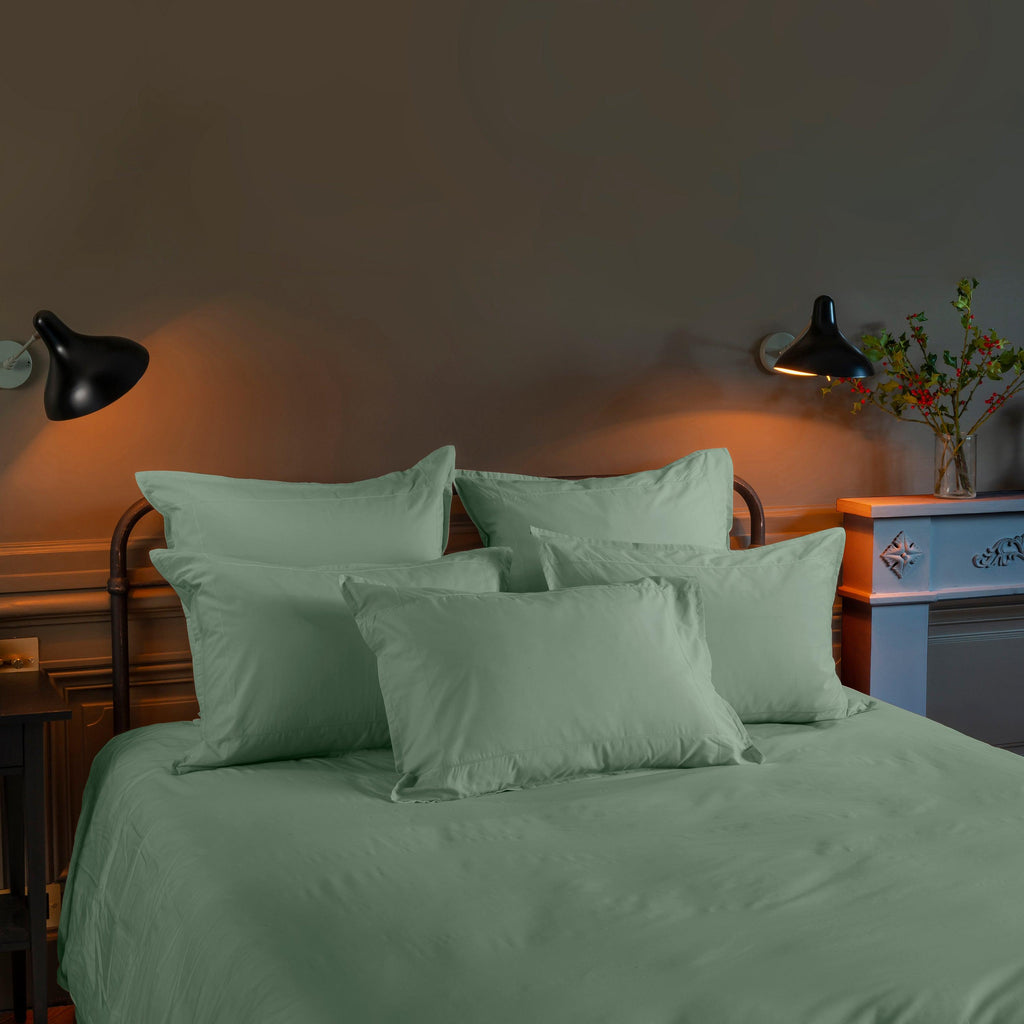 Rectangular Pillowcase in Cotton Percale Neo Thyme - Carré Blanc Canada